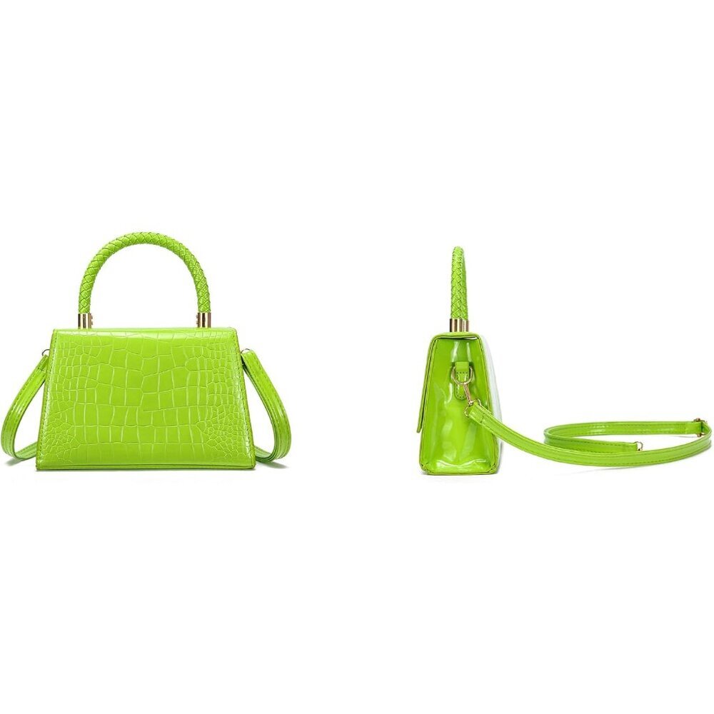 Eco-Friendly Small Crossbody Satchel - Classic Crocodile Design in Green - Picture 5 of 6